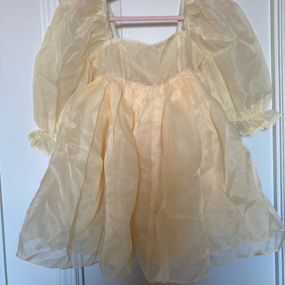 NWT Yellow Organza Puff Dress Cute Whimsical